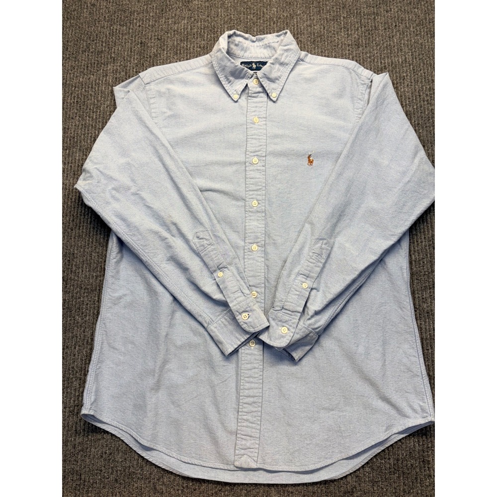 Polo Ralph Lauren Mens Custom Fit Oxford Shirt Light Blue Long Sleeve Small 16.5